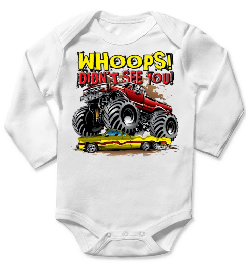 Monster Truck Whoops Red Long Sleeve Baby One-Piece