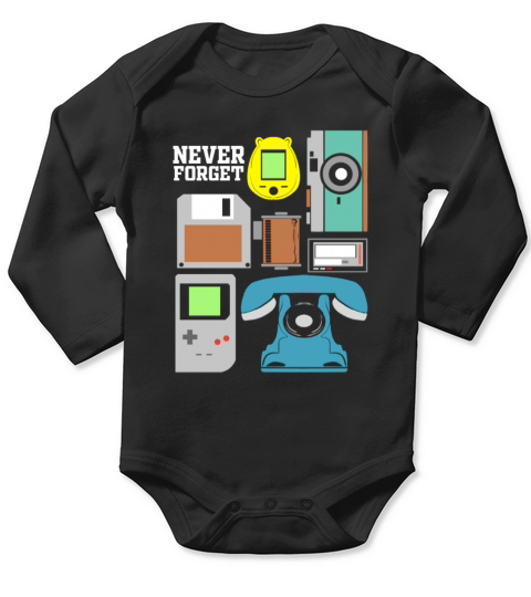 Never Forget Audio Cassette Tape Novelty Long Sleeve Baby One-Piece