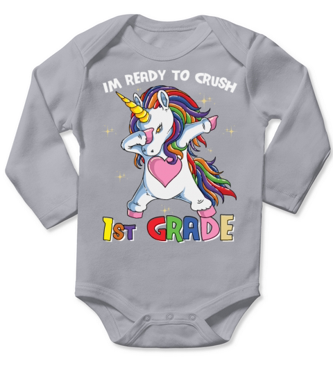 Ready To Crush 1st Grade Dabbing Unicorn Long Sleeve Baby One-Piece