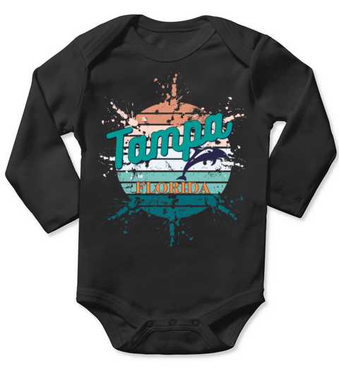 Tampa Florida Retro Vintage Exploding Sunset Long Sleeve Baby One-Piece