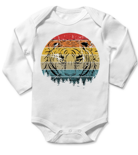Tiger Vintage Long Sleeve Baby One-Piece