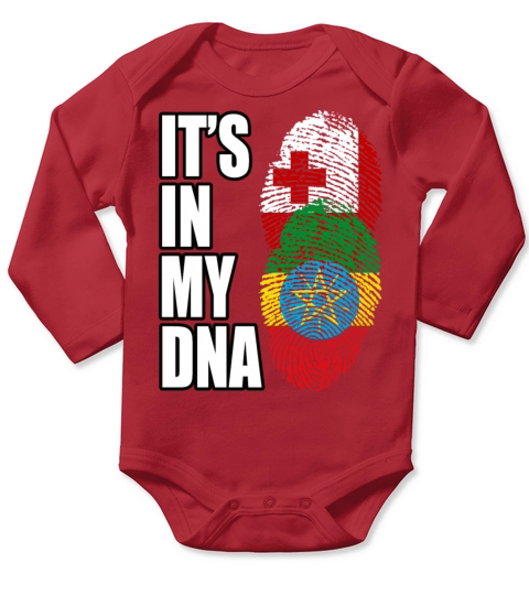 Tongan And Ethiopian Mix Heritage DNA Flag Long Sleeve Baby One-Piece