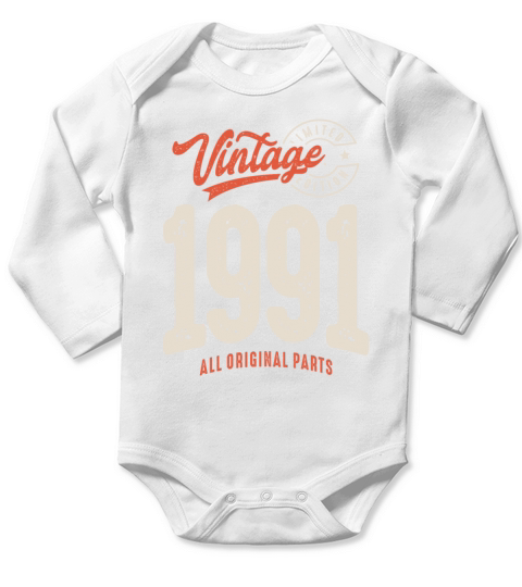 Vintage Born in 1991 - 31st Birthday Retro Long Sleeve Baby One-Piece