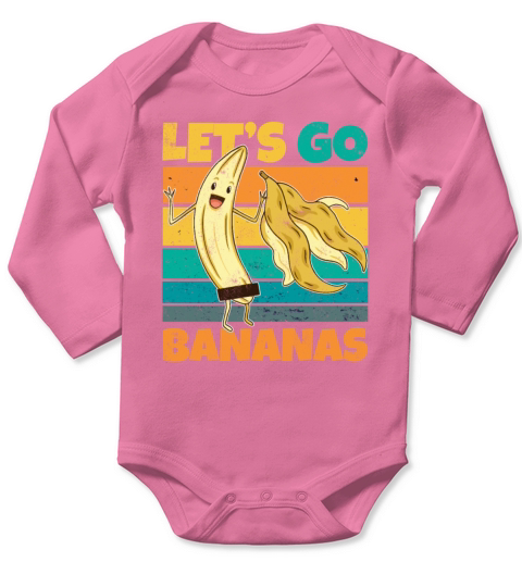 Vintage Lets Bananas Funny Stripped Banana Long Sleeve Baby One-Piece