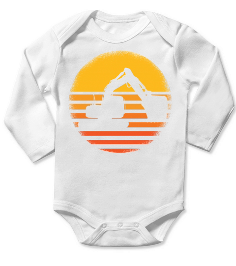 Vintage Retro Excavator Long Sleeve Baby One-Piece