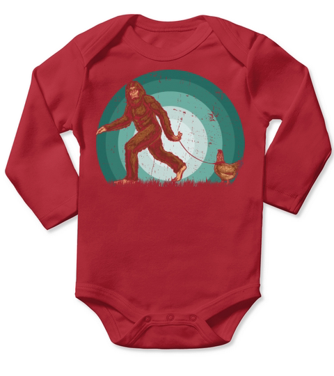 Vintage Silhouette Bigfoot Sasquatch Chicken Lover Long Sleeve Baby One-Piece