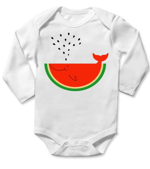Watermelon Whale Long Sleeve Baby One-Piece