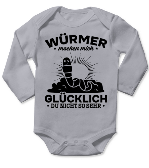 Worms Make Me Happy You Not So Much Funny Worm Long Sleeve Baby One-Piece