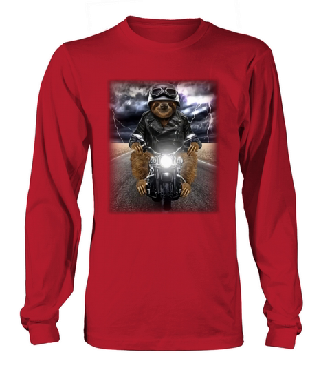 Biker Sloth Cruising on Motorcycle in Highway shirt Long sleeved Unisex