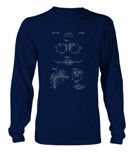 Vintage Patent Drawing Eyeglass Eyeglasses Construction Tee Long sleeved Unisex
