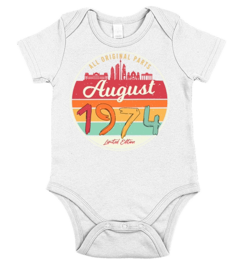 1974 In August Vintage Short Sleeve Baby One-Piece