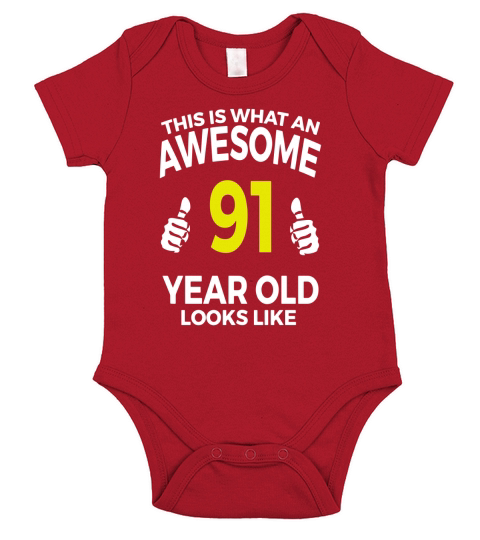 91 Year Old Birthday Gifts T Shirt for a Senior Man or Woman Short Sleeve Baby One-Piece