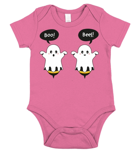 Boo BEES Halloween funny ghost Short Sleeve Baby One-Piece