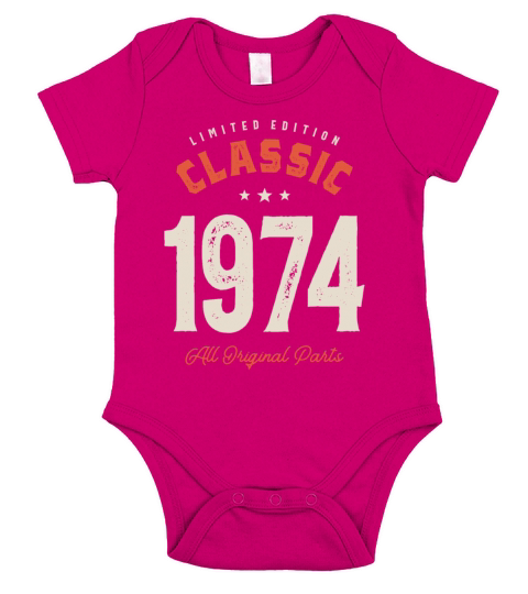 Classic 1974 - 48th Birthday Vintage Short Sleeve Baby One-Piece