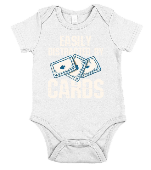 Easily distracted by cards Quote for a Bridge Short Sleeve Baby One-Piece