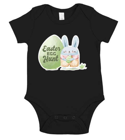 Easter Egg Hunt Bunny Quote Badge Short Sleeve Baby One-Piece