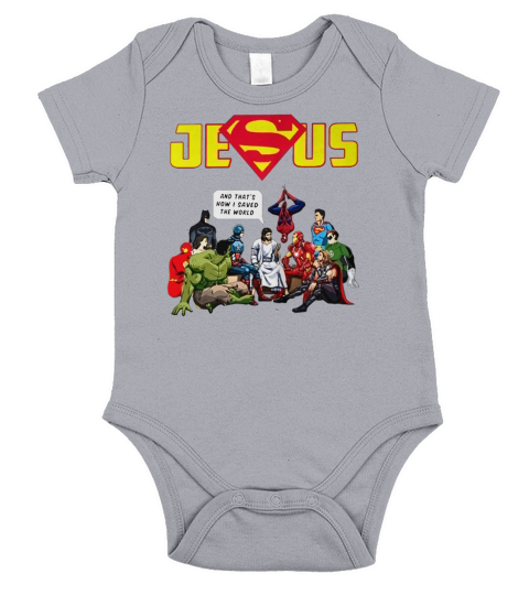 Jesus And Superhero Thats How I Saved The World V1 Short Sleeve Baby One-Piece