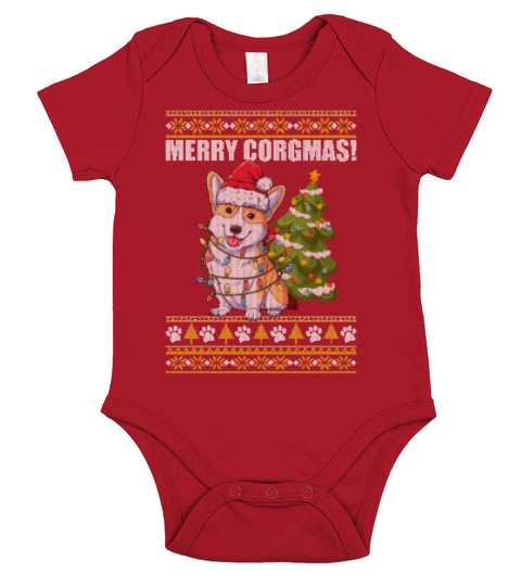 Merry Corgmas Funny Corgi Lovers Christmas Short Sleeve Baby One-Piece