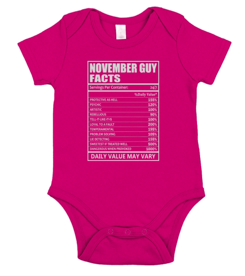 November Guy Facts Short Sleeve Baby One-Piece