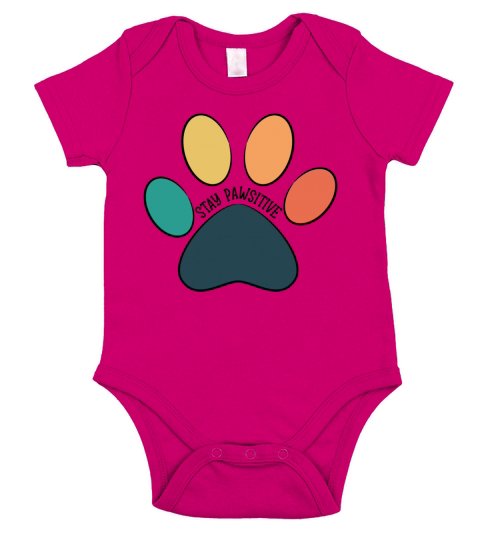 Paw Print - Stay Pawsitive Vintage Black Text Short Sleeve Baby One-Piece