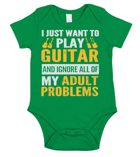 PLAY GUITAR  IGNORE ALL OF MY ADULT PROBLEMS SHIRT TSHIRT HOODIE Short Sleeve Baby One-Piece