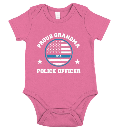 Proud Grandma Of A Police Officer T-Shirt Short Sleeve Baby One-Piece