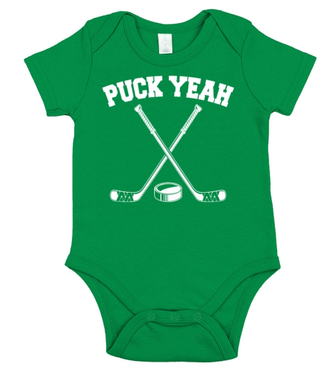Puck Yeah Funny Sarcasm Hockey Lovers Short Sleeve Baby One-Piece