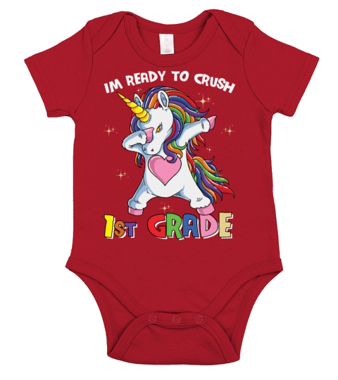 Ready To Crush 1st Grade Dabbing Unicorn Short Sleeve Baby One-Piece