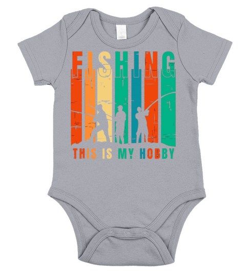 Silhouette fishing Sea Funny Retro Vintage Short Sleeve Baby One-Piece