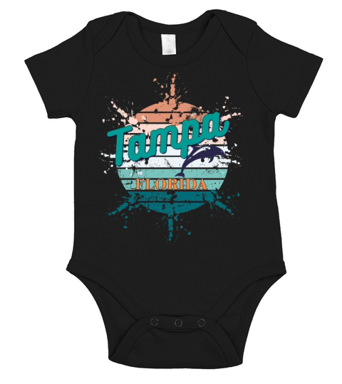 Tampa Florida Retro Vintage Exploding Sunset Short Sleeve Baby One-Piece