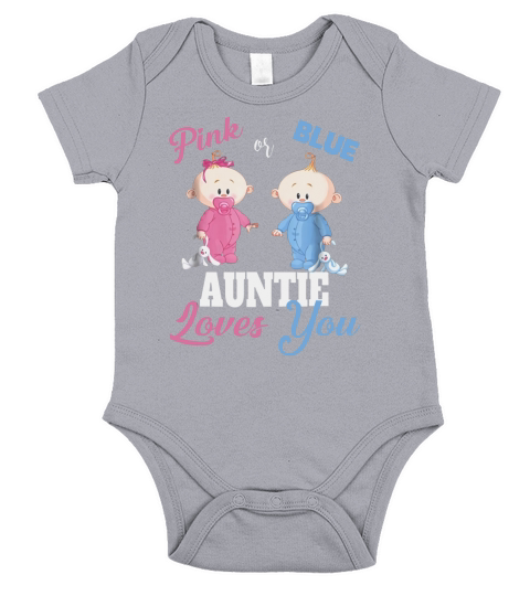 Top Pink or Blue Auntie Loves You – Gender Reveal Short Sleeve Baby One-Piece