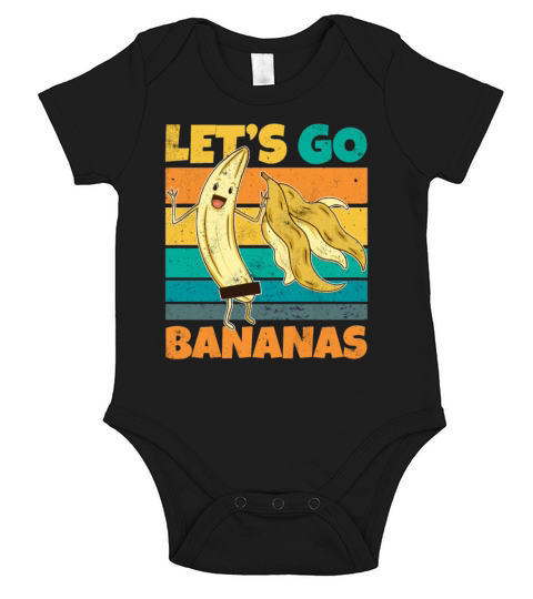 Vintage Lets Bananas Funny Stripped Banana Short Sleeve Baby One-Piece