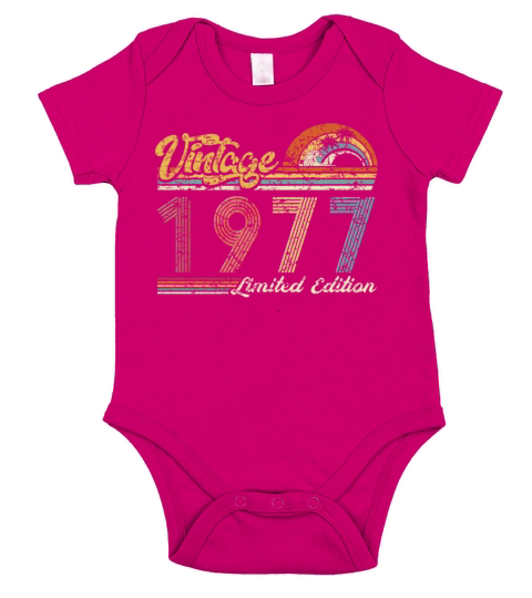 Vintage "Limited Edition" Vintage 1977 Birthday Short Sleeve Baby One-Piece