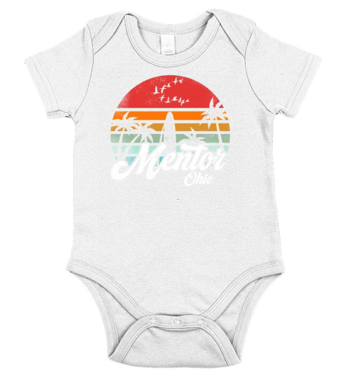 Vintage Mentor Ohio Surfing Retro Surf Humor Wave Short Sleeve Baby One-Piece
