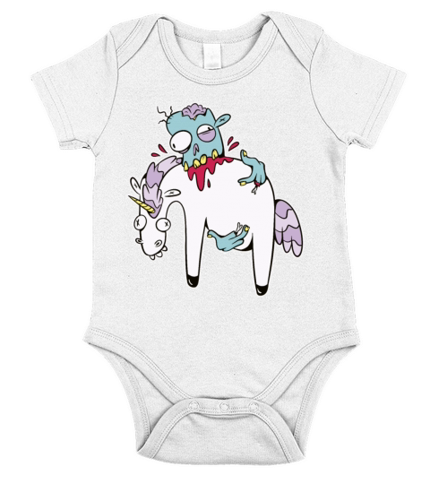 Zombie Eating Unicorn Short Sleeve Baby One-Piece