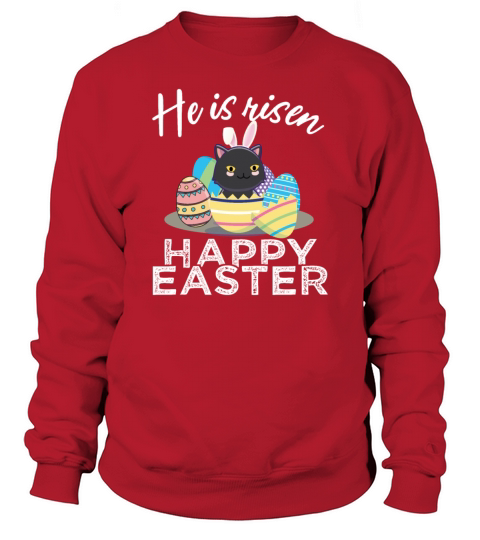 Cute Black Cat Bunny Ears Easter Egg Hunt Risen Sweatshirt Unisex