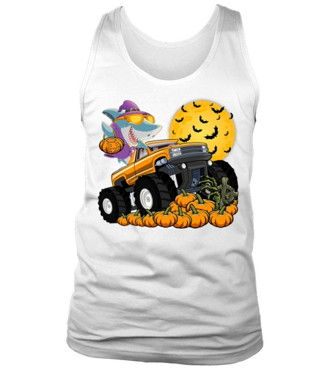 Shark On Monster Truck Halloween Funny Tank Top Unisex