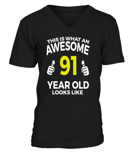 91 Year Old Birthday Gifts T Shirt for a Senior Man or Woman V-Neck T-shirt