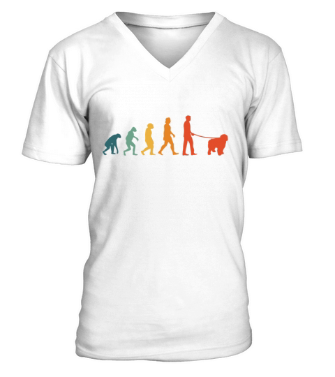 Bobtail Evolution Retro Old English Sheepdog V-Neck T-shirt