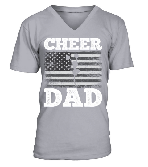 Cheer Dad American Flag Vintage Funny Cheerleader V-Neck T-shirt
