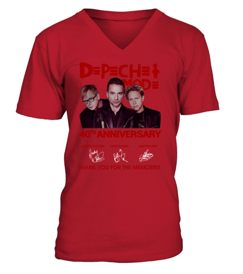 Depeche Mode 40th anniversary 1980 2020 signatures thank you for the memories shirt V-Neck T-shirt