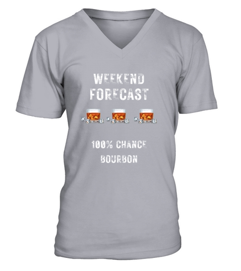 Funny Bourbon Forecast Whiskey Lover Weather Drin V-Neck T-shirt