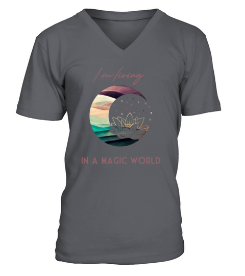 Magic Spiritual Desert Moon Water Lily V-Neck T-shirt
