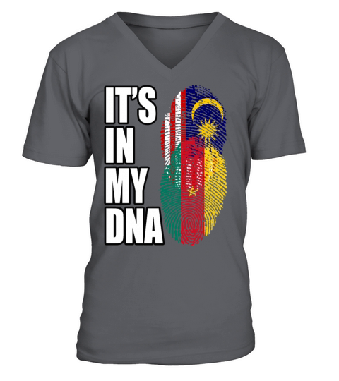 Malaysian And Cameroonian Mix Heritage DNA Flag V-Neck T-shirt