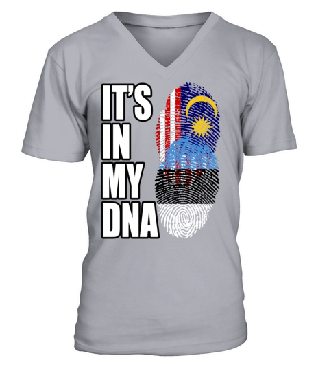 Malaysian And Estonian Mix Heritage DNA Flag V-Neck T-shirt