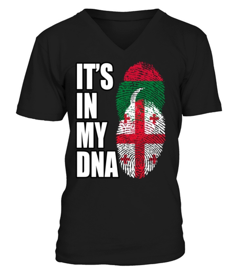 Maldivian And Georgian Mix Heritage DNA Flag V-Neck T-shirt