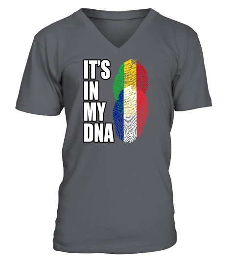 Malian And Gabonese Mix Heritage DNA Flag V-Neck T-shirt