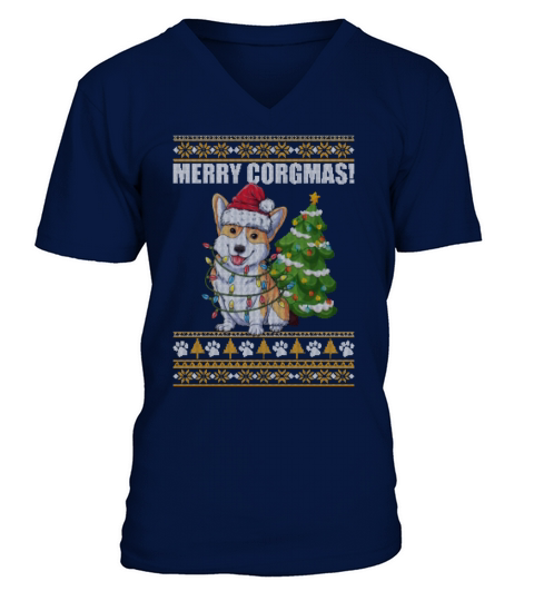 Merry Corgmas Funny Corgi Lovers Christmas V-Neck T-shirt