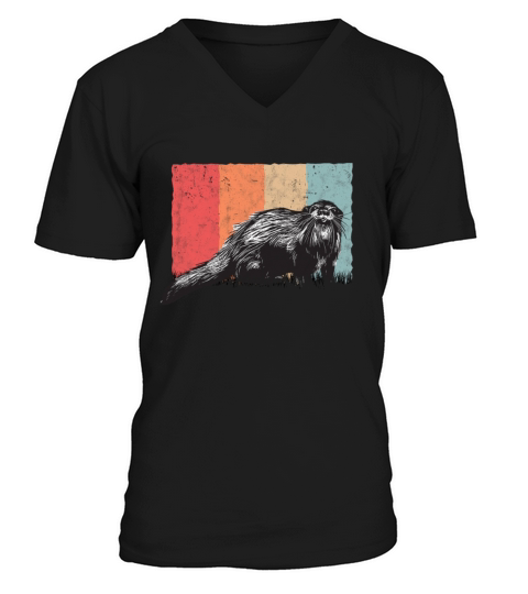 Otter Retro Vintage Sea V-Neck T-shirt