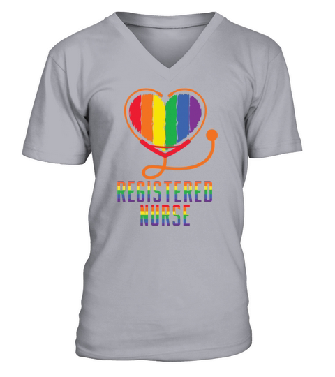 Registered Nurse Stethoscope Lesbian Gay V-Neck T-shirt